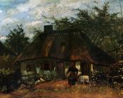 文森特 威廉 梵高 : 有山羊和妇女的农舍